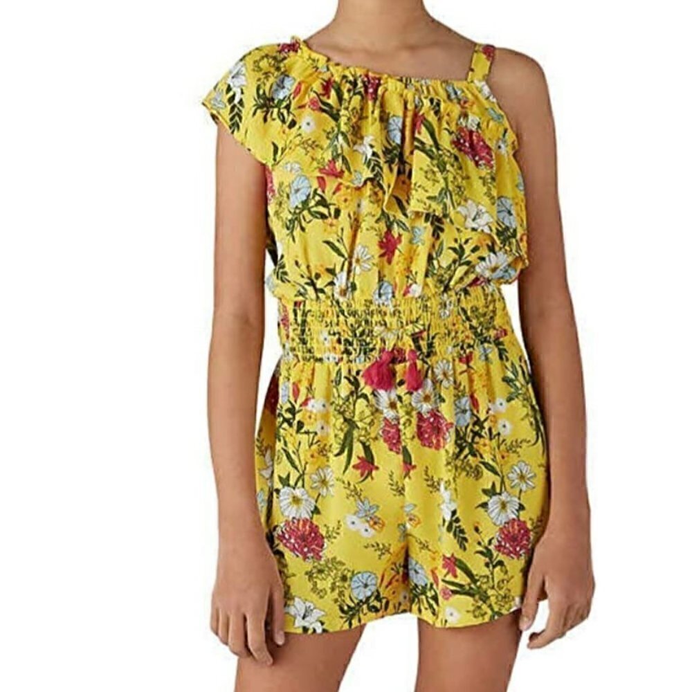 BCBGirls Yellow Floral Stretch Romper